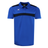 The Gilbert Photon II Polo is a blue, short-sleeved polo with a black stripe across the chest and shoulders, white Gilbert logo on the left chest, and made from lightweight, moisture-wicking fabric for comfort.