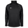 The Gilbert Quest 2 1/4 Zip Fleece Top is a black quarter-zip pullover made from micro-polyester for better mobility, featuring a raised collar and small white logo on the chest.