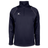 The Gilbert Quest 2 1/4 Zip Fleece Top is a navy blue long-sleeved athletic pullover, featuring a half-zip and small white logo on the chest. It’s expertly crafted from micro-polyester for enhanced mobility.
