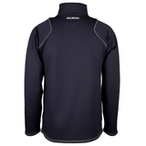 Back view of the navy Gilbert Quest 2 1/4 Zip Fleece Top with gray piping, "GILBERT" across the upper back, and micro-polyester for enhanced mobility.