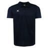 The Gilbert Photon II Polo is a navy blue short-sleeve shirt with a small white embroidered left-chest logo, three-button placket, and lightweight, moisture-wicking fabric for all-day comfort.