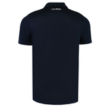 A navy blue Gilbert Photon II Polo seen from the back, with lightweight fabric and "GILBERT" printed in white near the collar.