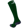 Introducing the Gilbert Pro Match Sock: knee-high green sports socks with a gray heel and toe, crafted for superior comfort and performance.