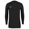 The Gilbert Atomic II Baselayer is a black long-sleeve athletic shirt with a small white logo on the upper left chest, designed for rugby with effective moisture wicking, shown on a white background.