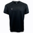 The Gilbert Evo Performance Training Tee by Gilbert is a black short-sleeved sports jersey featuring a small white logo on the left chest and a crew neck design, ideal for rugby training sessions.