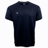 A plain black short-sleeve Gilbert Evo Performance Training Tee by Gilbert, featuring a small, white, crescent-shaped logo on the left side of the chest.