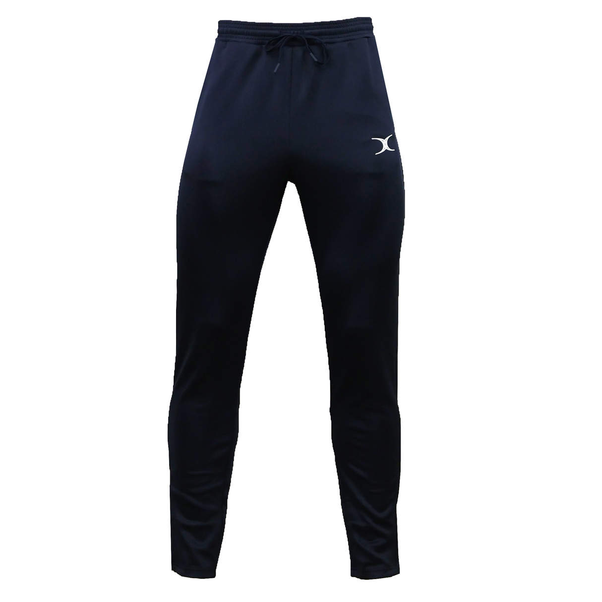 Gilbert GTS Training Pants by Gilbert feature a drawstring waist and a small white Gilbert logo on the left thigh, perfect for rugby training. Shown against a white background.