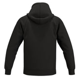 Back view of a black Gilbert Atom Hoodie with a hood and long sleeves.