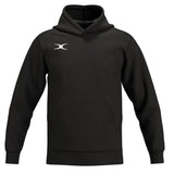 Black long-sleeved Gilbert Atom Hoodie with a hood, a front kangaroo pocket, and a small white logo on the right chest.