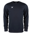The Photon Sweatshirt by Gilbert features a plain black design, long sleeves, cozy fleece lining for warmth, and a small white logo on the left chest—ideal insulating wear for cooler weather.