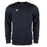 The Photon Sweatshirt by Gilbert features a plain black design, long sleeves, cozy fleece lining for warmth, and a small white logo on the left chest—ideal insulating wear for cooler weather.