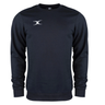 The Photon Sweatshirt by Gilbert features a plain black design, long sleeves, cozy fleece lining for warmth, and a small white logo on the left chest—ideal insulating wear for cooler weather.