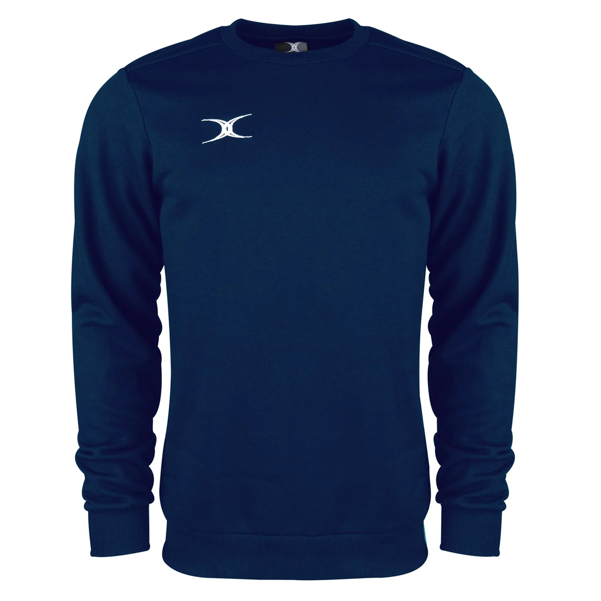 The Photon Sweatshirt by Gilbert is a navy blue fleece-lined sweatshirt with long sleeves and a small white Gilbert logo on the left chest.