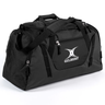 The Gilbert Club Player Holdall Duffle Bag by Gilbert features a shoulder strap, zippered compartments, and the classic Gilbert logo on the front pocket—ideal for transporting your rugby gear.