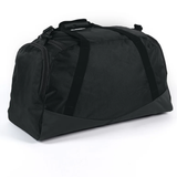 The Gilbert Club Player Holdall Duffle Bag by Gilbert is a large black duffle bag with a zipper closure, black handles, and a side pocket, shown against a plain white background.
