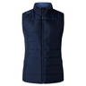 The Women's Canterbury Elite Microlite Gilet in navy blue has insulated baffles and a high collar for warmth, plus a front zipper.