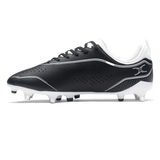 The Gilbert Cage Torq 6S SG sports a minimalist black and white design with studs for agility and performance, along with a small side logo.
