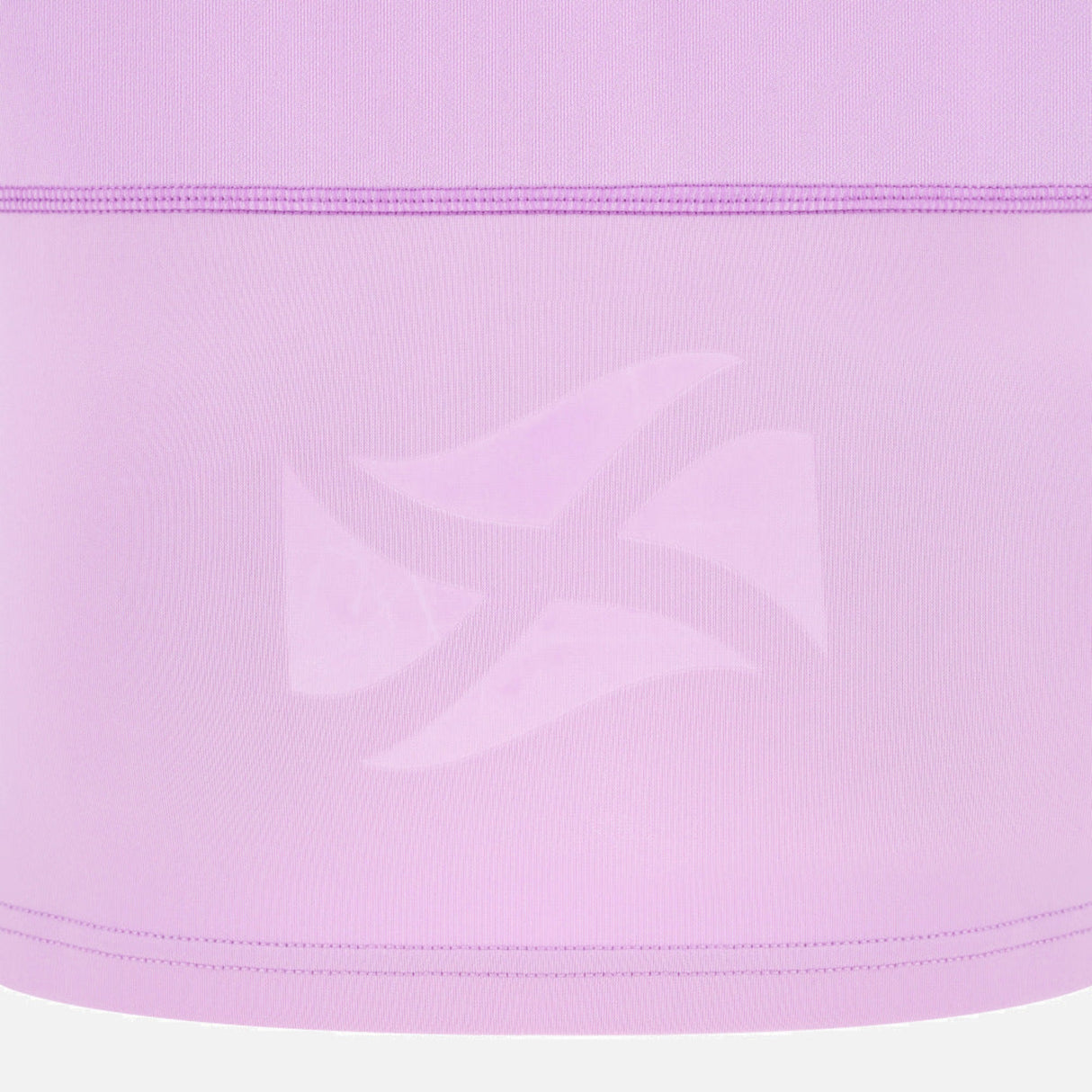 Close-up of the Scotland 25/26 Replica Away Jersey by Macron shows light purple fabric with a subtle abstract logo woven near a stitched seam.