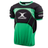 The Gilbert Contact Top Pro is a green and black short-sleeve rugby top with padding for extra protection and the Gilbert logo on the front and sleeves.