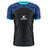 Experience the Gilbert Atomic V3 Body Armour: a short-sleeved, black and blue padded rugby shirt with teal accents and the iconic Gilbert logo on the chest and collar. Designed as a lightweight protection layer, this moisture-wicking rugby shirt keeps you comfortable while delivering essential body armour for even the toughest matches.