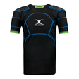 a black and blue Gilbert XP500 Protective Body Armour rugby shirt.