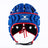 The Gilbert Octane Headguard is a blue and red padded rugby scrum cap featuring the "Gilbert" logo on the front, EVA padding for extra comfort, adjustable laces, and ear holes on both sides, shown against a white background.