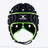 The Gilbert Octane Headguard is a black and green padded rugby scrum cap featuring the Gilbert logo on the front. Designed with custom fit protective padding for enhanced safety, this reliable rugby headguard is shown against a plain white background.