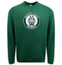 The WRS Augusta Woodlands Youth Paw Print Crewneck Sweatshirt is a green athletic fleece featuring a front circular "Woodlands Rugby" logo with a central paw print.