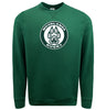 The WRS Augusta Woodlands Youth Paw Print Crewneck Sweatshirt is a green athletic fleece featuring a front circular "Woodlands Rugby" logo with a central paw print.