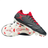 The Gilbert Icon Players 6S SG - Black by Gilbert are black soft ground soccer cleats with red accents and laces, a white sole with red and clear studs—ideal for elite players seeking top performance.