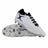 A pair of Gilbert Icon Players 2.0 6S rugby boots in white with black accents and metal studs, one boot displayed upright and the other on its side showcasing the sole.