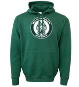 The WRS Augusta Woodlands Youth Paw Print Hoodie features a front pocket, paw print logo, and "WOODLANDS RUGBY" text—ideal fan wear for young supporters.