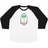 White and black 3/4 sleeve baseball tee with vintage Fiji Rugby logo. 