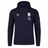 The Women's England Presentation OH Hoodie 24/25 by Umbro, from Castore, features a navy design with the Umbro logo, England rugby rose, and O2 sponsor on the chest plus a left sleeve pocket—a must-have for fans.