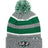 The EMB Augusta Woodlands Youth Wolfpack Hooped Beanie features gray and green hoops, a "Woodlands Rugby" wolf logo on the front fold, and a small triangle logo on the side—ideal for young fans or teams.