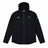 Ireland 25/26 Travel Hoodie by Canterbury – a black zip-up hooded jacket featuring green logos on the chest and sleeve, displayed flat on a white background. Perfect for any Ireland Rugby fan.