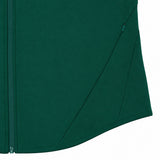 Close-up of the Ireland 26 Full-Zip Tech Training Hoodie by Canterbury in green, highlighting the side and lower front with visible seam details, a zipper, and a zippered side pocket—crafted by Canterbury for sporty style inspired by Ireland Rugby.