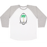 White and grey 3/4 sleeve baseball tee with vintage Fiji Rugby logo.