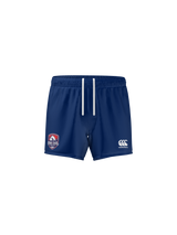 CenCal Rugby Canterbury Yokohama Match Short by Teamatical in blue, with white drawstrings, "One Ball Rugby" logo on the left leg and Canterbury logo on the right leg, shown against a white background.