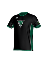 Introducing the Birmingham Vulcans Reversible Training Shirt by Teamatical—a black and green rugby jersey featuring “Birmingham Rugby” and a crest on the front, the Canterbury logo on the shoulder, and “We Are Rugby Since 1987” on the sleeve. Designed as a lightweight training shirt, it also works perfectly as a practical team divider for practice sessions or matches.