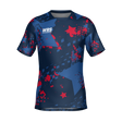 The Teamatical WRS MENS PRO JERSEY - PUNK STAR is a navy blue short-sleeve athletic shirt with a red star, paint splatter design, and "WRS" logo on the upper left chest.