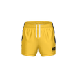 Yellow shorts with black accents on a white background