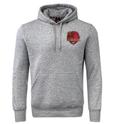 Light gray Godzilla RFC Embroidered Club Hoodie by EMB Canterbury, featuring a front pocket and a small red embroidered Godzilla graphic on the upper left chest, inspired by the classic Godzilla RFC hoodie design.