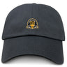 The Arrows Rugby Club 10th Anniversary Adult Low-Profile Cotton Twill Dad Cap by EMB S&S Activewear features a black twill design and gold/black emblem with 2013–2023 on the front in classic dad cap style.