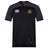 The Arrows Rugby Club 10th Anniversary Vapodri Evader Jersey by EMB Canterbury is a black, short-sleeved rugby top with a yellow and black crest, Canterbury logo, and moisture-wicking fabric for comfort.