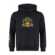 The Arrows Rugby Club 10th Anniversary Club Hoodie by WRS Canterbury features a gold and white emblem with "10th Anniversary" (2013–2023) and stylized "10" on the chest, plus a white stripe on the left sleeve.