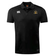The Arrows Rugby Club 10th Anniversary Club Dry Polo by EMB Canterbury is a black short-sleeve polo with collar, two chest logos, three-button placket, and advanced Vapodri Technology for cool comfort.