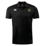 The Arrows Rugby Club 10th Anniversary Club Dry Polo by EMB Canterbury is a black short-sleeve polo with collar, two chest logos, three-button placket, and advanced Vapodri Technology for cool comfort.