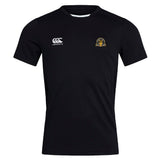 The Arrows Rugby Club 10th Anniversary Club Dry Tee by EMB Canterbury is a plain black short-sleeve sports jersey, featuring Vapodri Technology for breathability, with the Canterbury logo and club emblem on the chest.