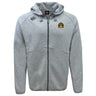 The Arrows Rugby Club 10th Anniversary Tempo Vapodri Full-Zip Hoodie by EMB Canterbury is a light gray hoodie with a hood, drawstrings, and two embroidered chest logos, designed for moisture-wicking comfort.